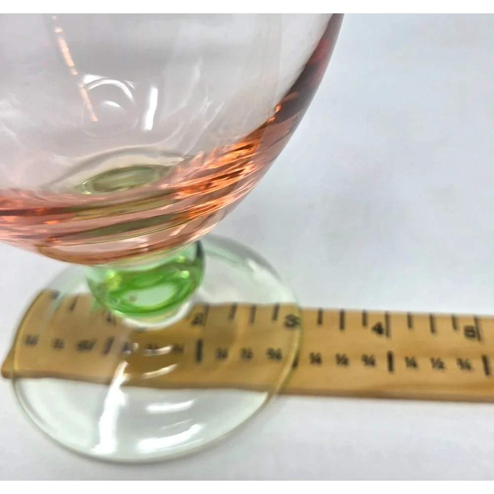 VTG Tiffin Watermelon Footed Pedestal Vase Pink and Green Depression Glass 7